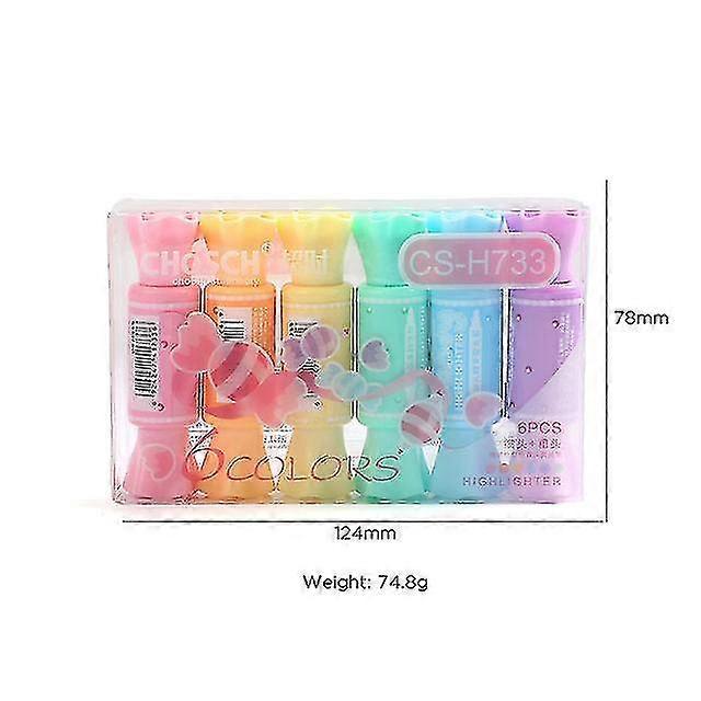 Iluminador Fluorescente | Material Escolar Bonitos Destaques - 6pcs/set -