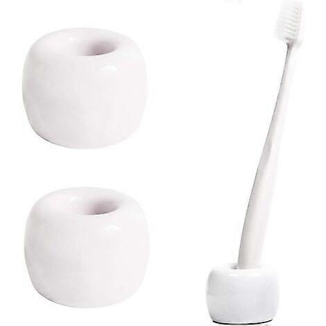 2 Mini Handmade Ceramic Toothbrush Storage Box (White)