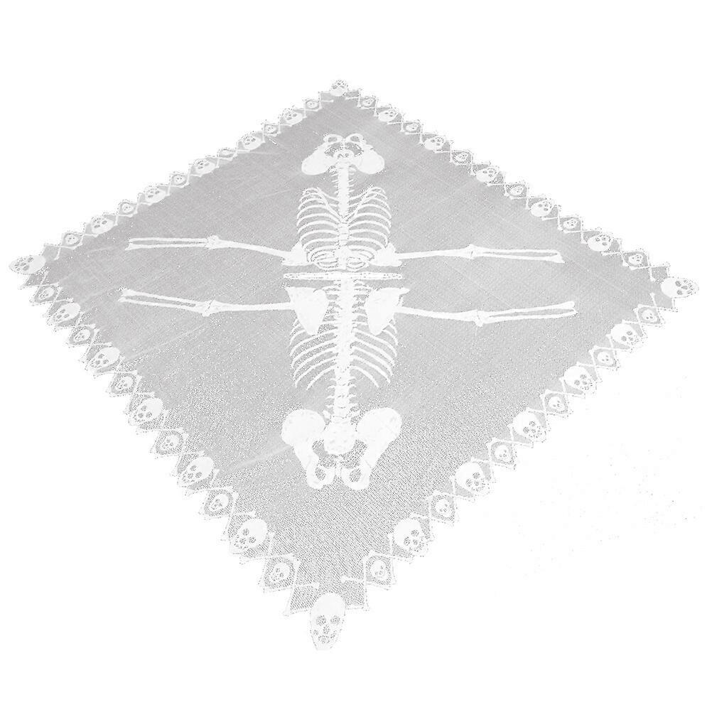 Halloween Tippet Funny Skull Skeleton Decor Tippet for Festival Party Gathering (145x145cm, Large Size, White)