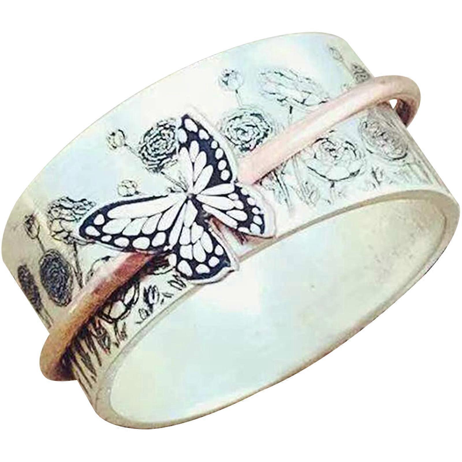 Anello a farfalla con strass regolabile per le donne in argento, gioielli da sposa lisci e confortevoli