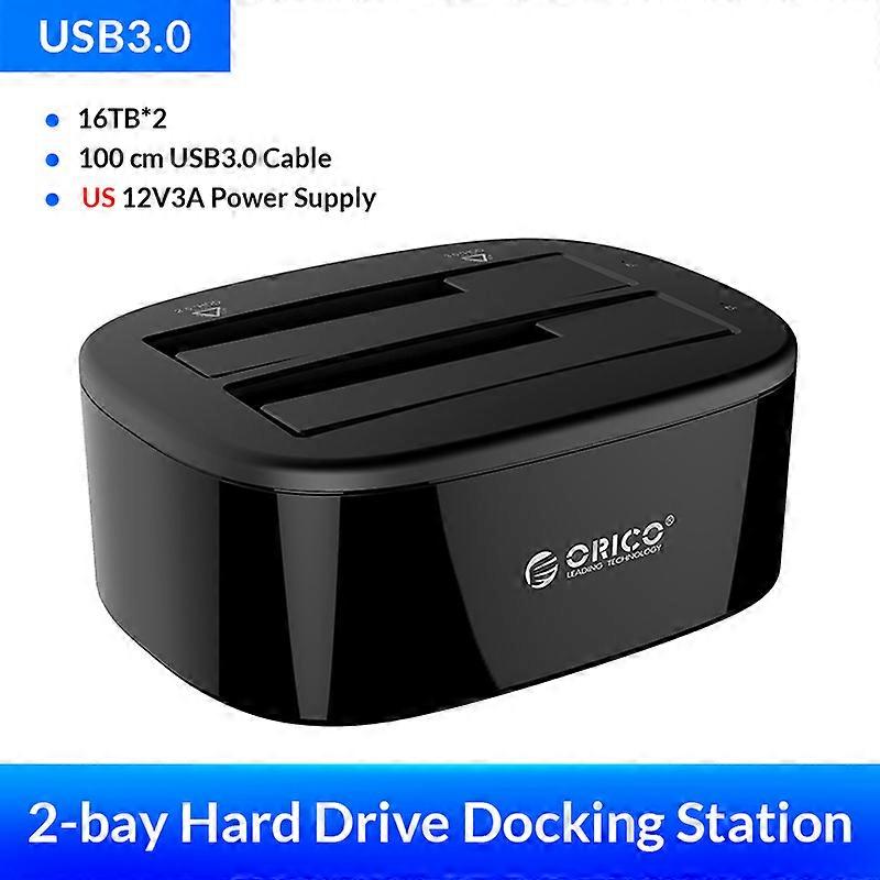 ORICO Dual-bay Hard Drive Docking Station for 2.5/3.5 Inch HDD SSD with 12V3A Power Adapter SATA to USB 3.0 HDD Docking Station