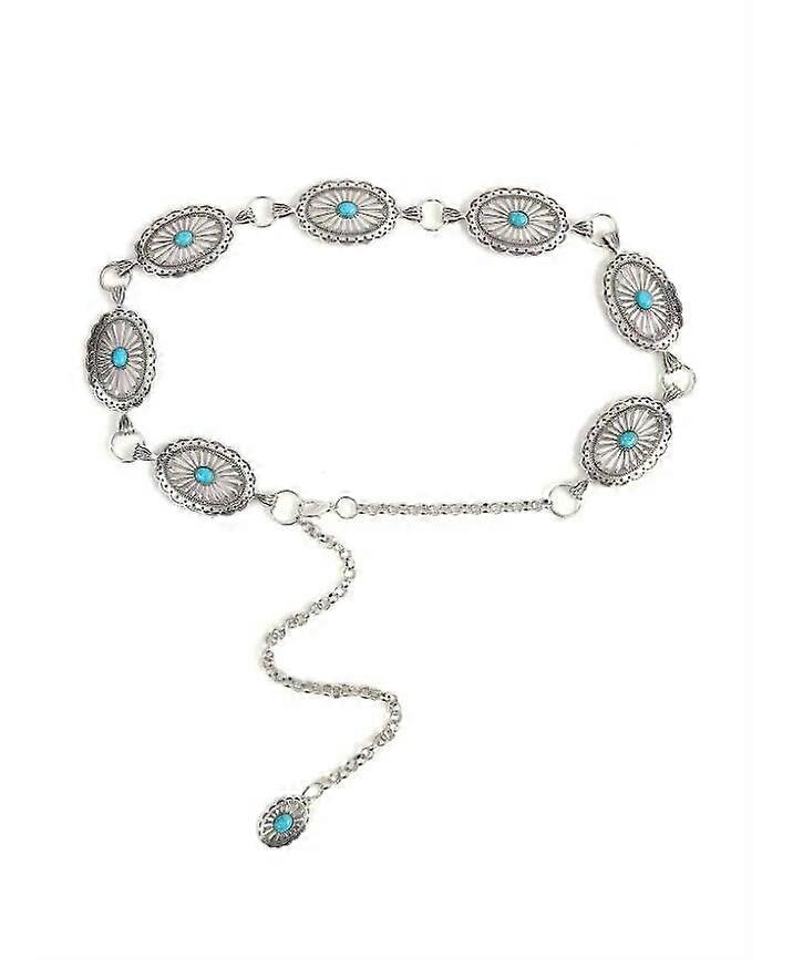 Mode turkis indretning geometrisk metallegering Conchos kædebælter til kvinder