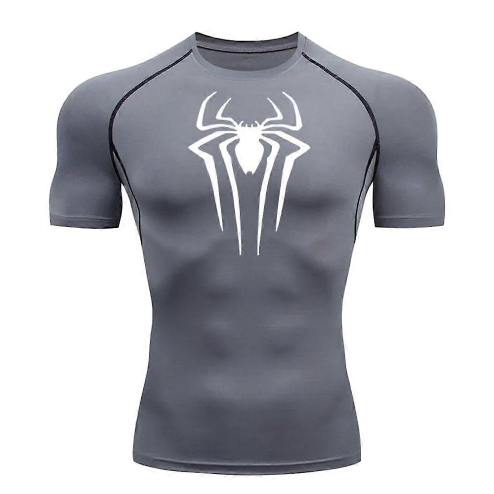 Miesten hämähäkki lyhythihainen T-paita hengittävä nopeasti kuivuva urheilutoppi