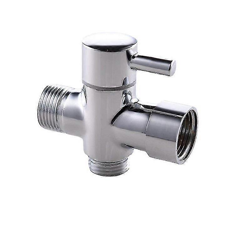 Duschumschaltung - 3-Wege-T-Form Umlenker Absperrventil Dusch-WC Bidet Sprüher Wasseradapter Chromfarbe (1 Stück, Silber) Z