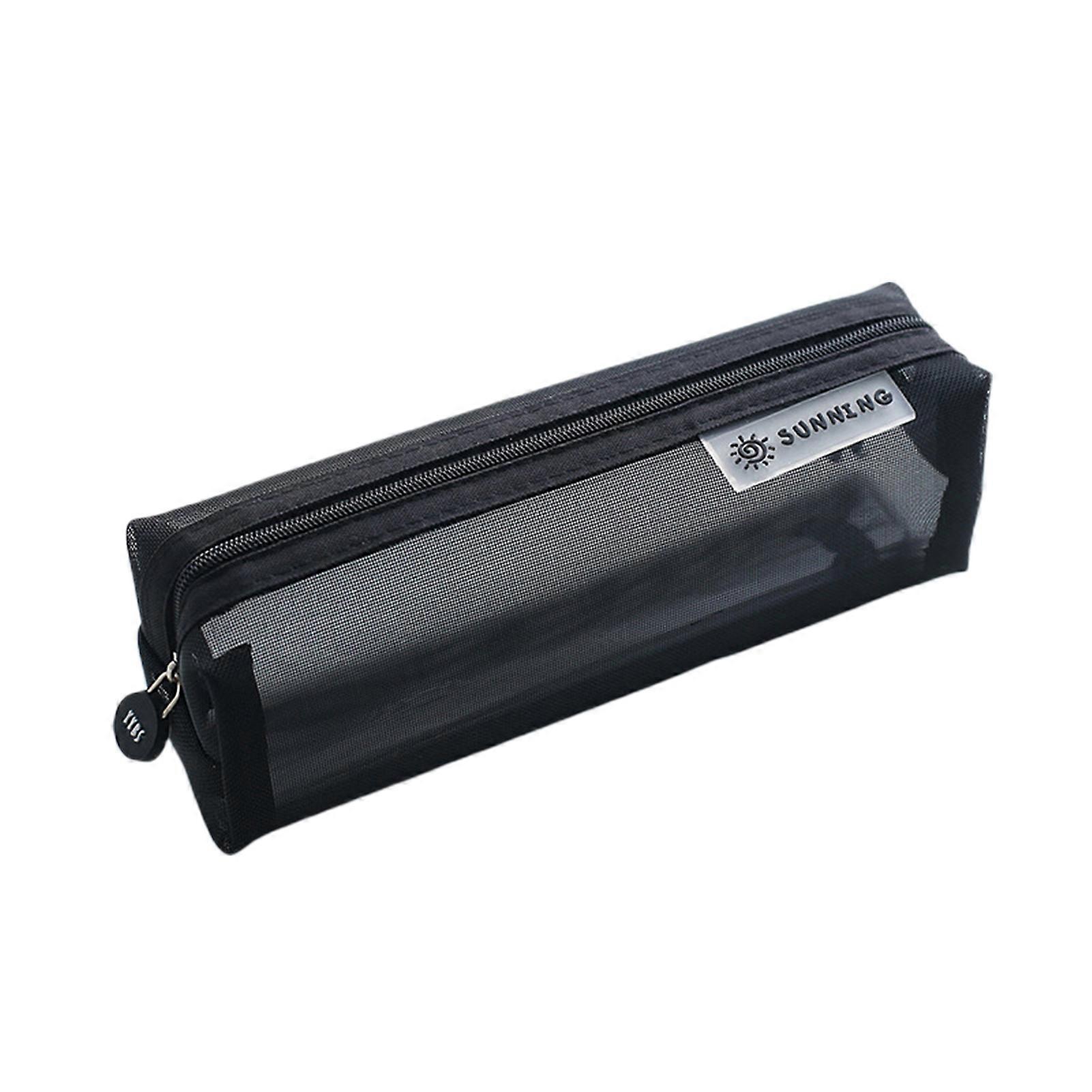 QingHai Pen Bag Solid Color See-through Soft Mesh Design Stationery Bag for Office