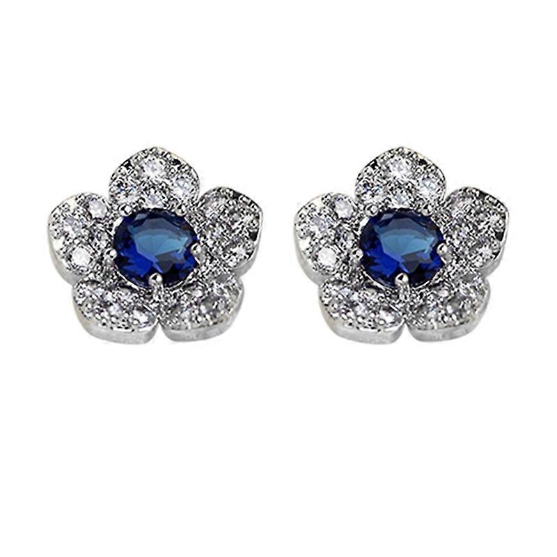 Earrings Flower Shape Design Charming Alloy Rhinestones Inlaid Ear Studs for Women