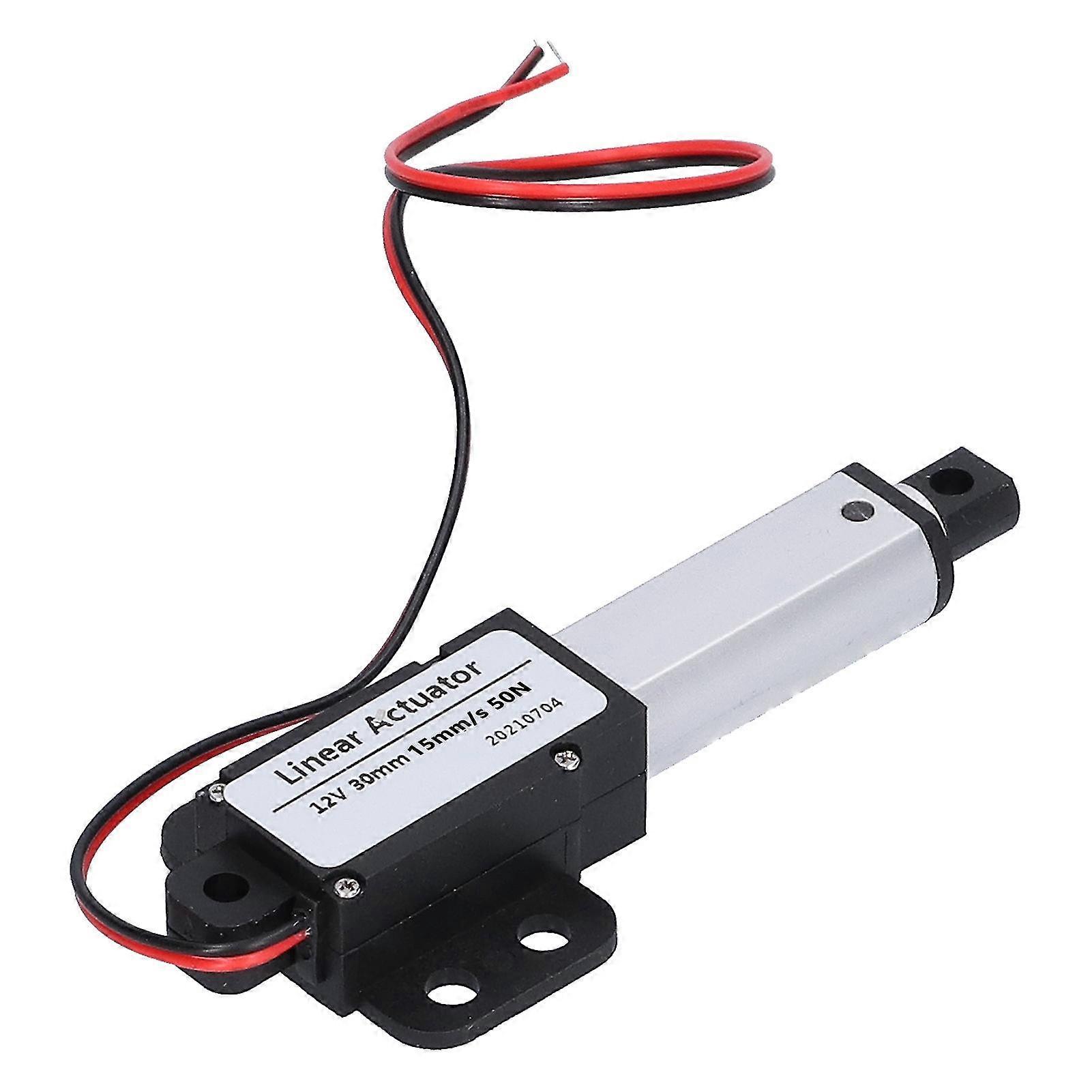 12V DC Linear Actuator 30mm Stroke T Type Screw Mini Electric Motion 15mm/s-50N Low Noise Short Circuit Protection