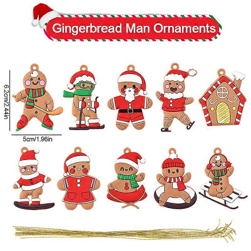 10pcs Sport Gingerbread Man Pendants Christmas Tree Hanging Ornament 2024 Xmas Noel Navidad Home Decoration New Year Gift 2025