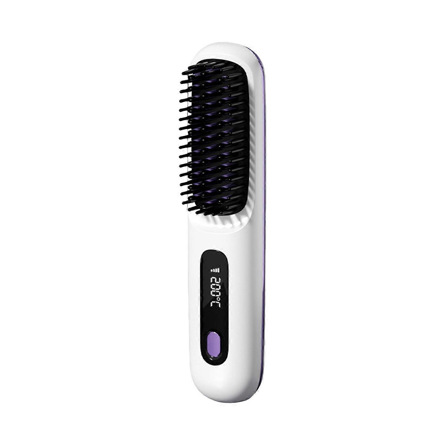 Cordless Hair Straightener Brush 3 Temperatures LCD Display Fast Heating USB Rechargeable Portable