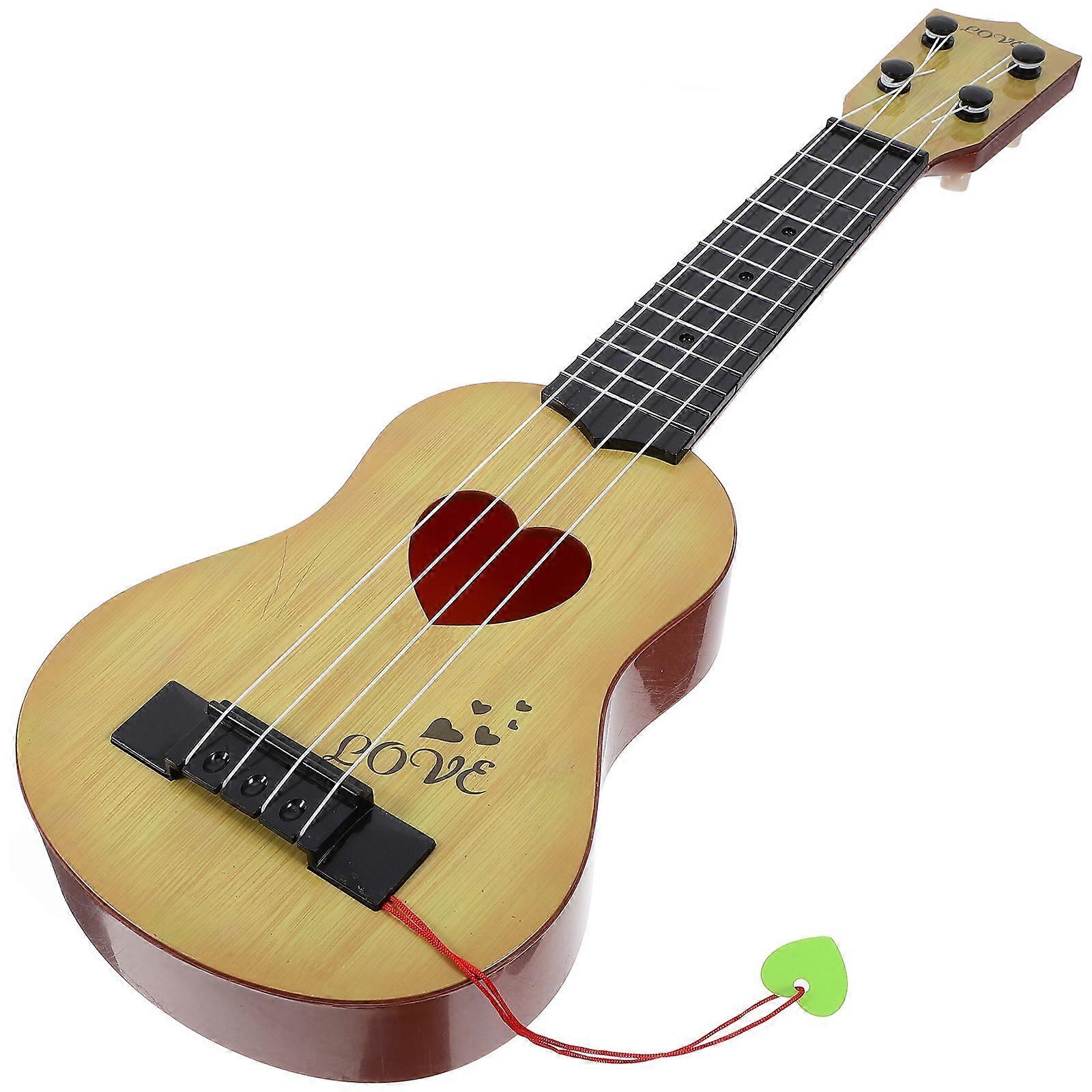 Children Small Size Musical Instruments Imitated Ukulele Mini Guitar Playing Toy with Four Strings (44cm, Beige)