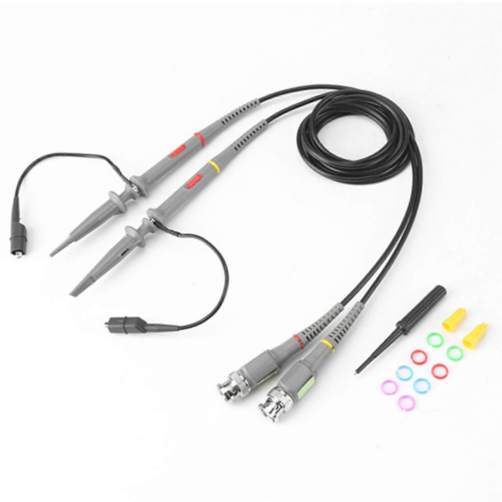 2pcs Precision BNC Oscilloscope Probe Kit 100Mhz Scope Clip 1X / 10X Switchable Test Cable