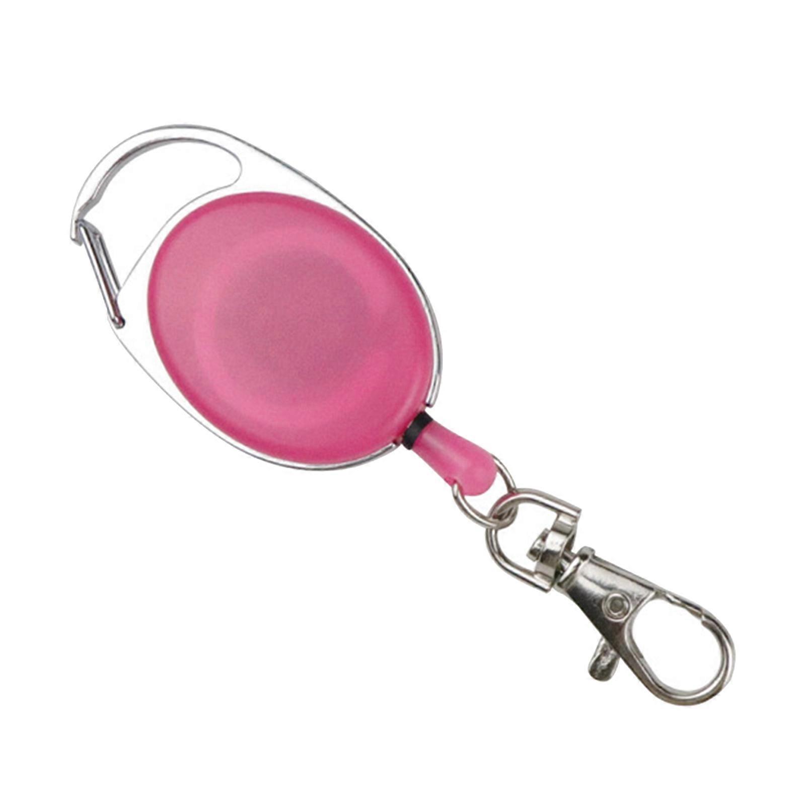 Pink Heavy Duty Retractable Keychain - Theft-Proof Quick Hook Multi-Functional Key Holder