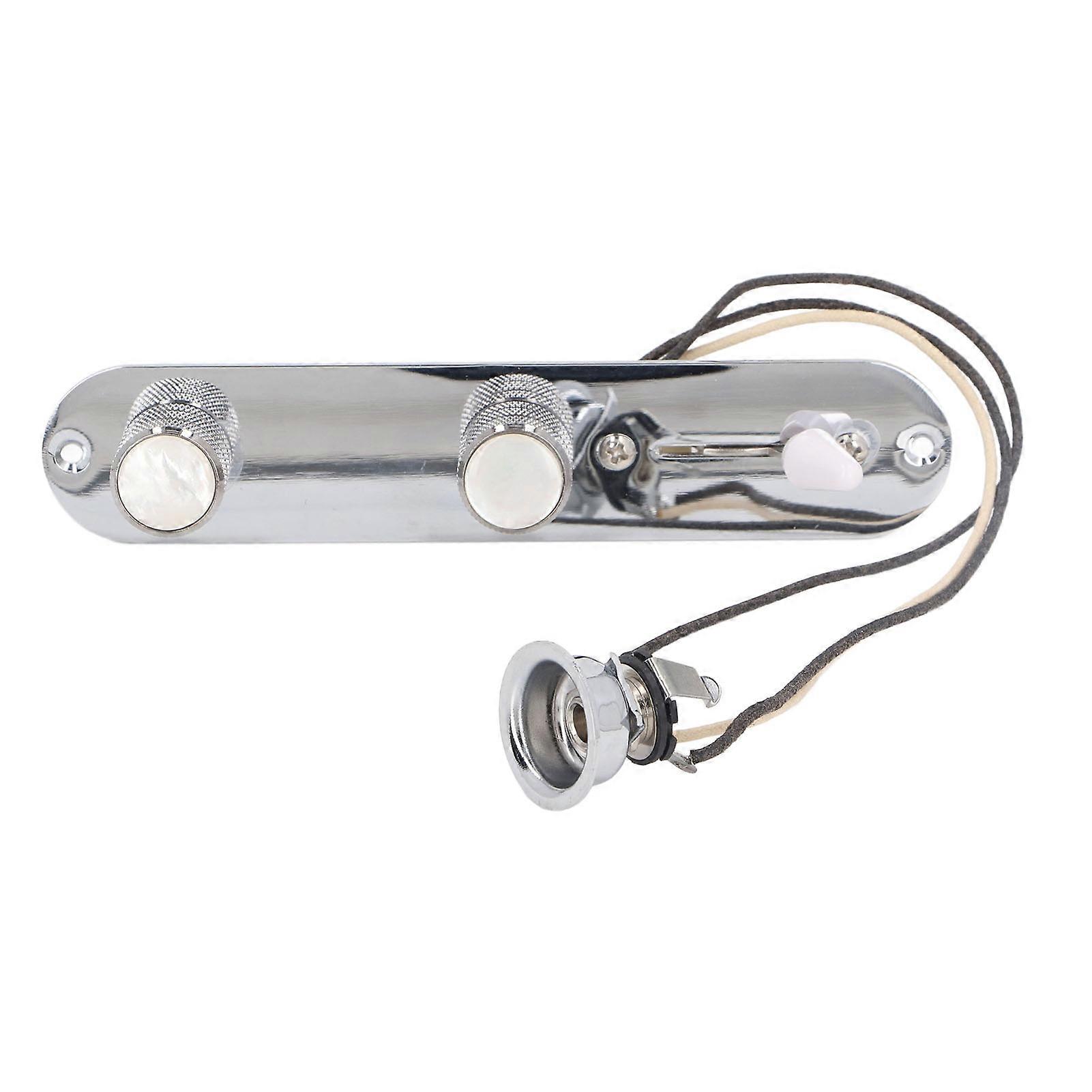 Fully Loaded Guitar Control Plate Prewired 3 Way Volume Tone Controls Plate with Harness for Telecaster Silver