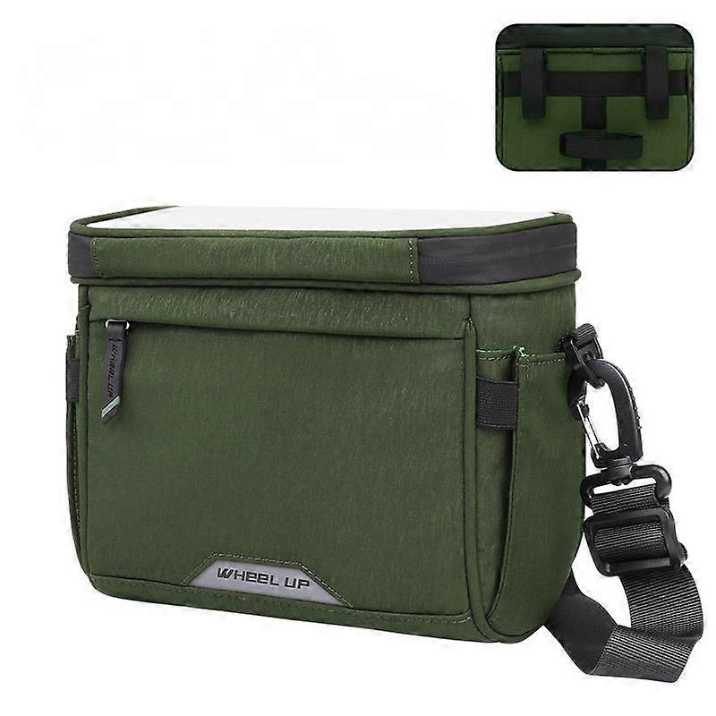 Touch Screen Καλάθι ποδηλάτου Mountain Bike Crossbar Μπροστινή τσάντα - Παχιά αναβαθμισμένη D21 Army Green - Λουράκι (One Pack)