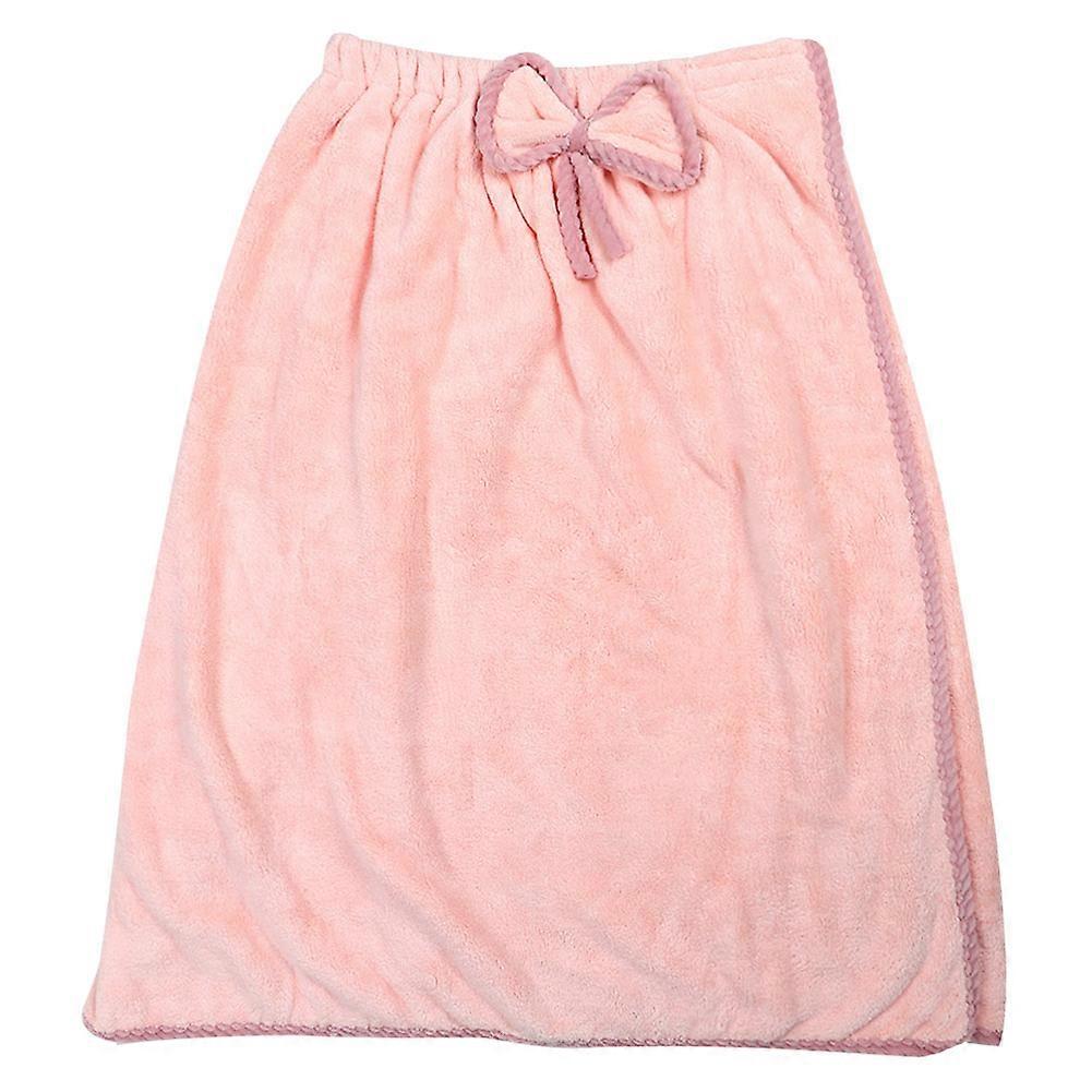 منشفة حمام مخملية ناعمة مرجانية تنورة ماصة للماء دش رداء التفاف الجسم (وردي فاتح)