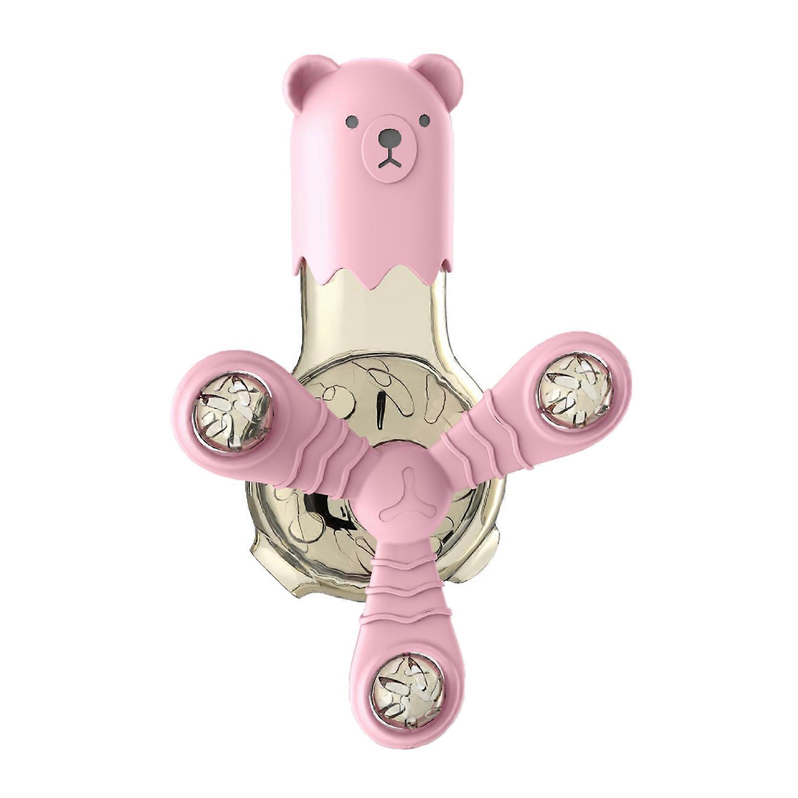 for Cat Toy Interactive Rotatable Fan Pet Food Dispenser IQ Treats Leaking Toy with Sticker Hook Help Cats Dogs Exercise Pink