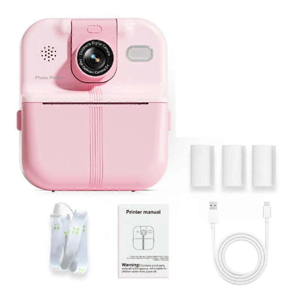 Kids Camera Instant Print 1080P HD Children Digital Camera for Boy Girl Gifts Toys Thermal Print Small Camcorder Pink