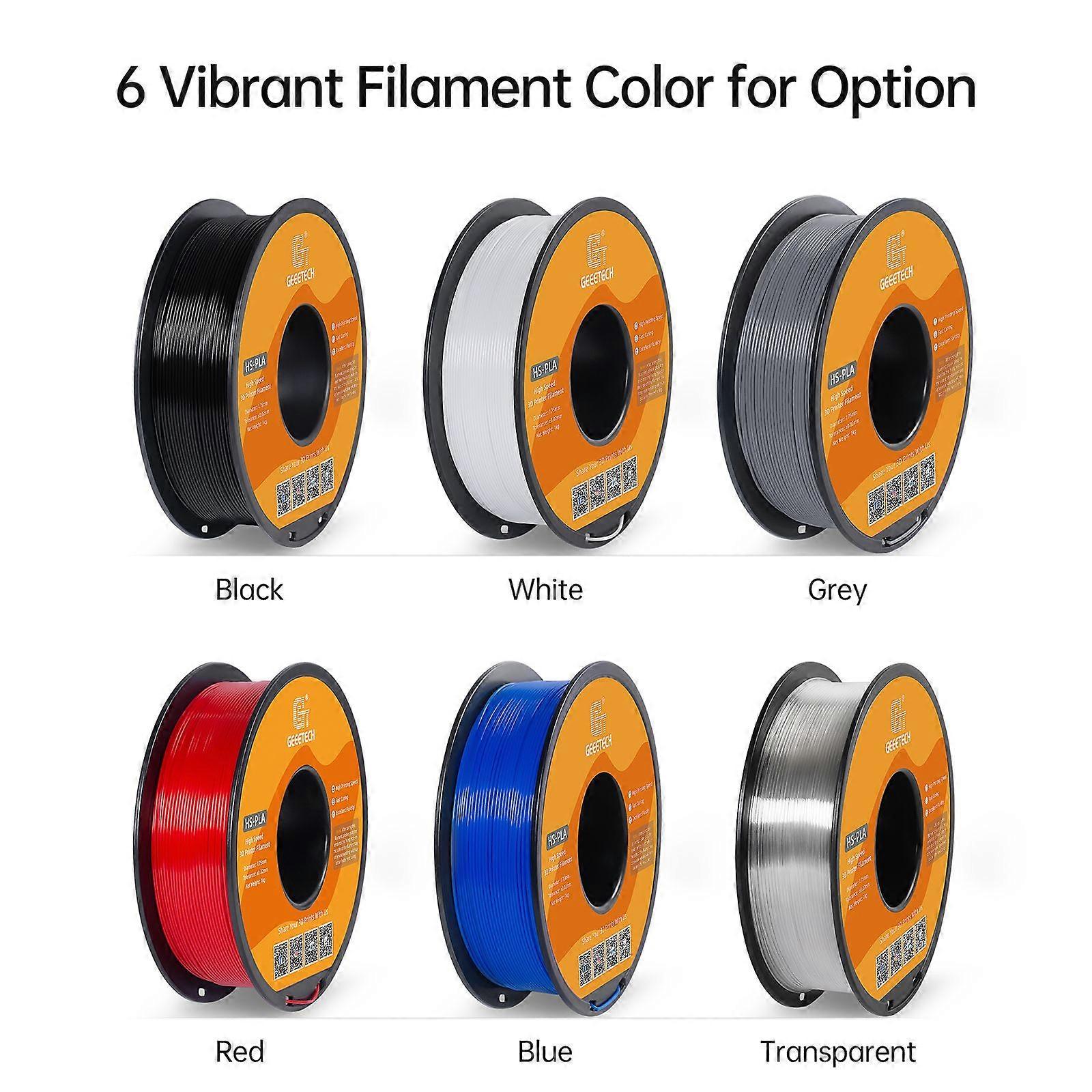 GEEETECH High Speed PLA 3D Printer Filament 1.75mm High Fluidity Fast Curing 3D Printing Material 1KG(2.2lb) Accuracy +/-0.03mm Standard 1 Roll - Tran