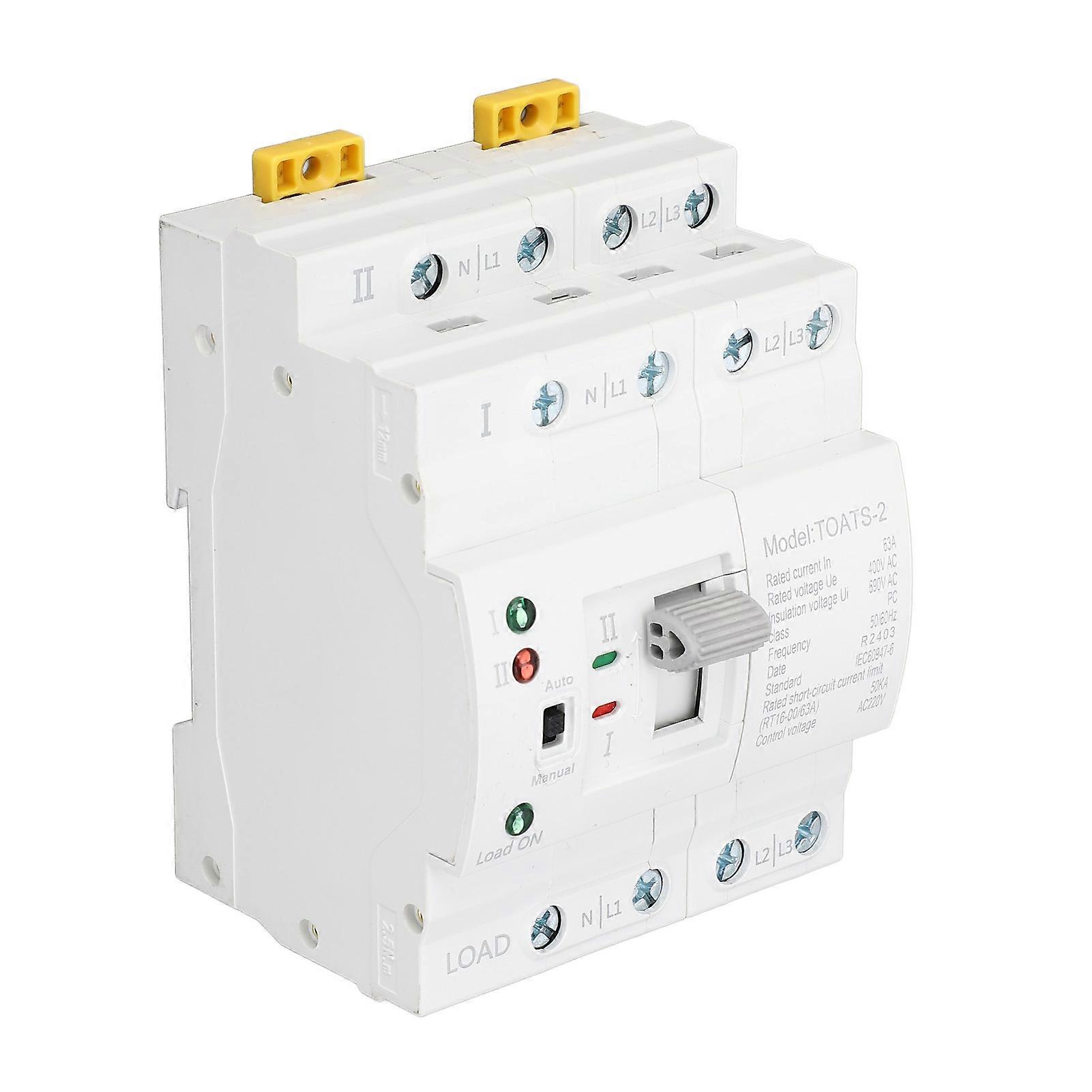 Dual Power Automatic Transfer Switch 4P 63A Emergency Generator Changeover Switch for Home 220V 