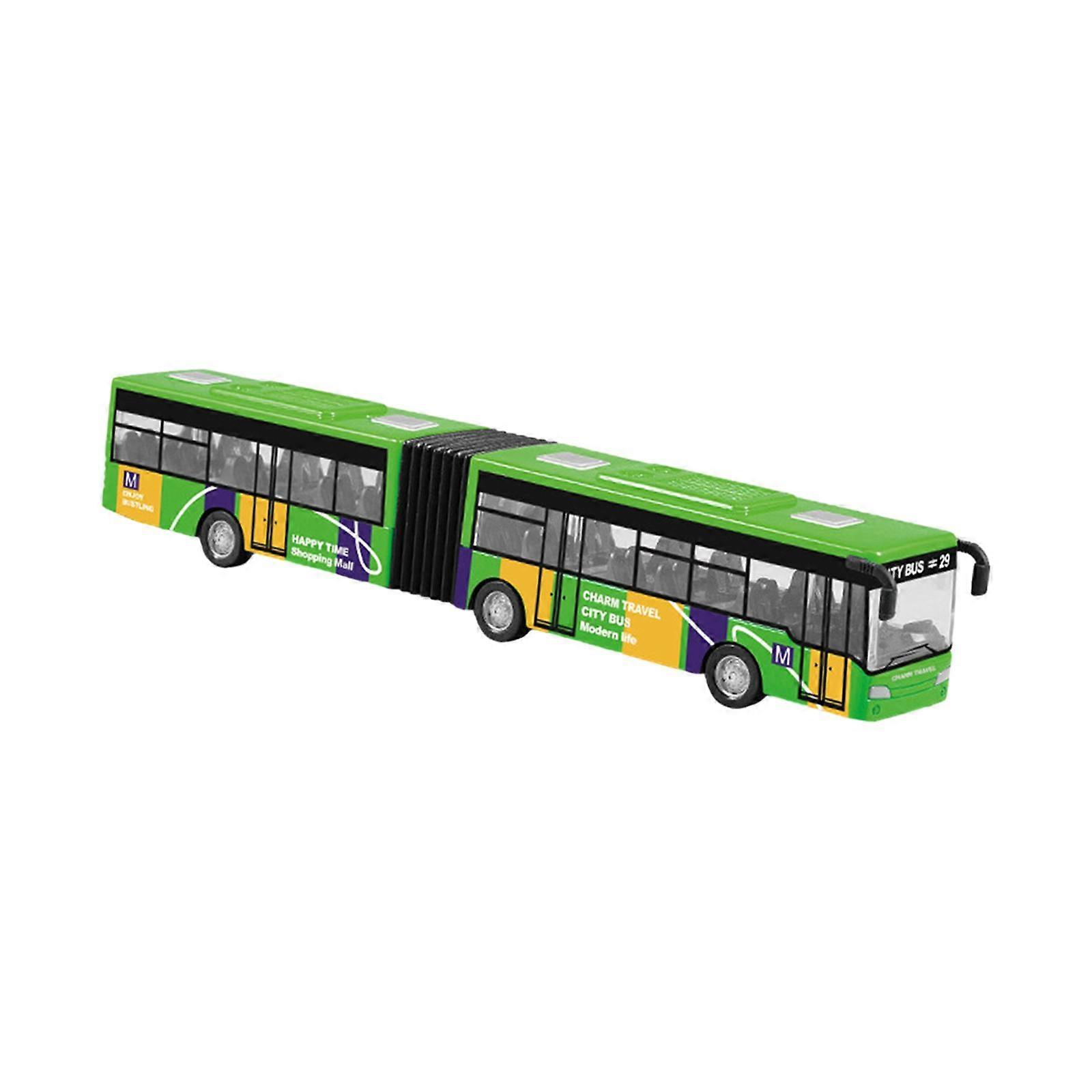 Pull Back Long Bus Model Two Section Articulated Bus Toy Simulation Metal