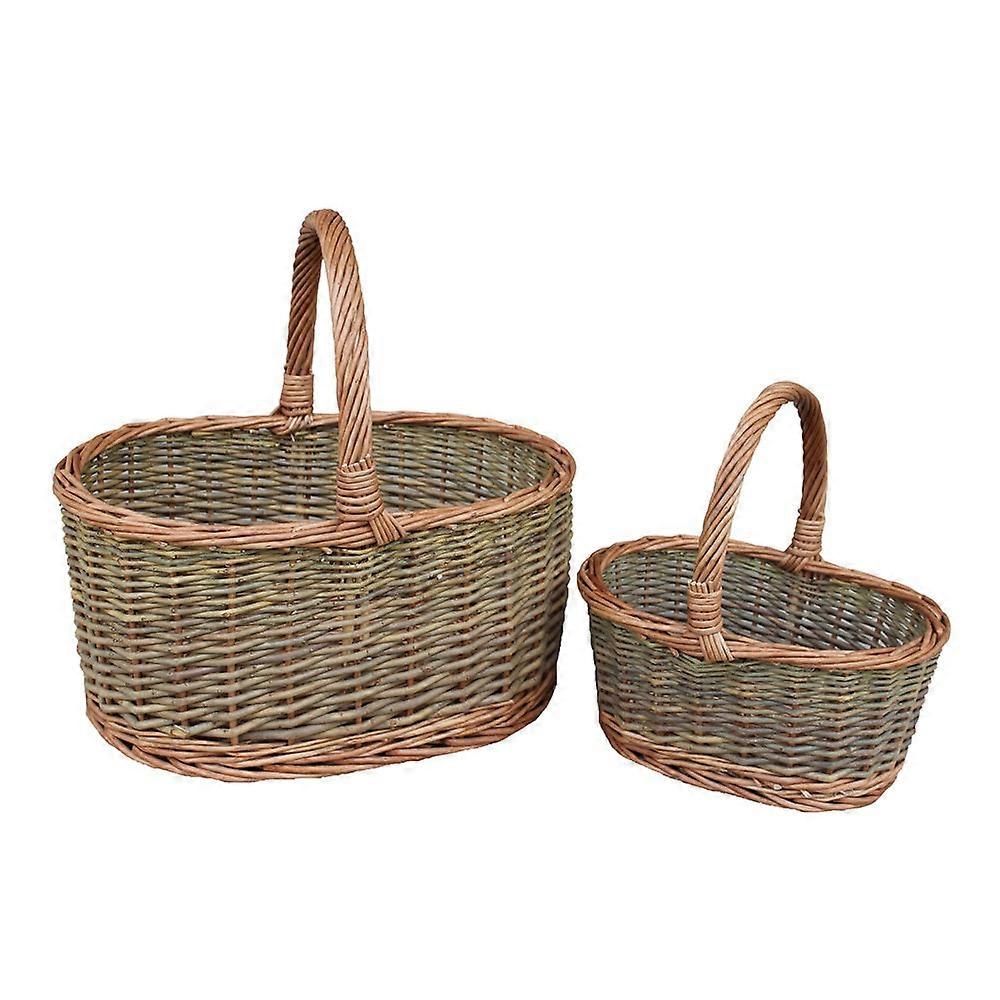 Unlined Country Oval Wicker Shopping Basket