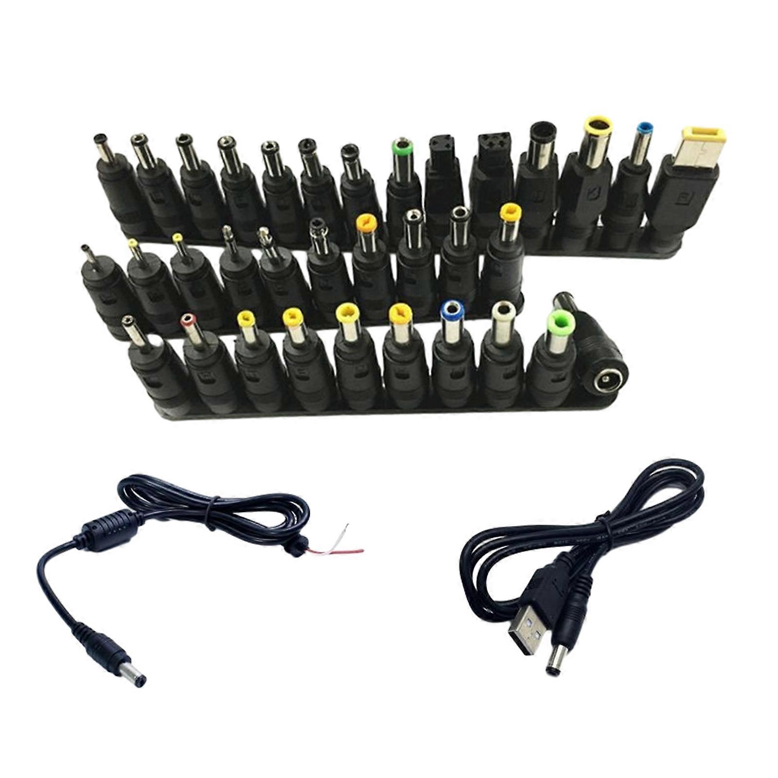 1Set Laptops Power Accessory DC5.5x2.1 with 34PCS Charge Connectors Included USB Cable Optional