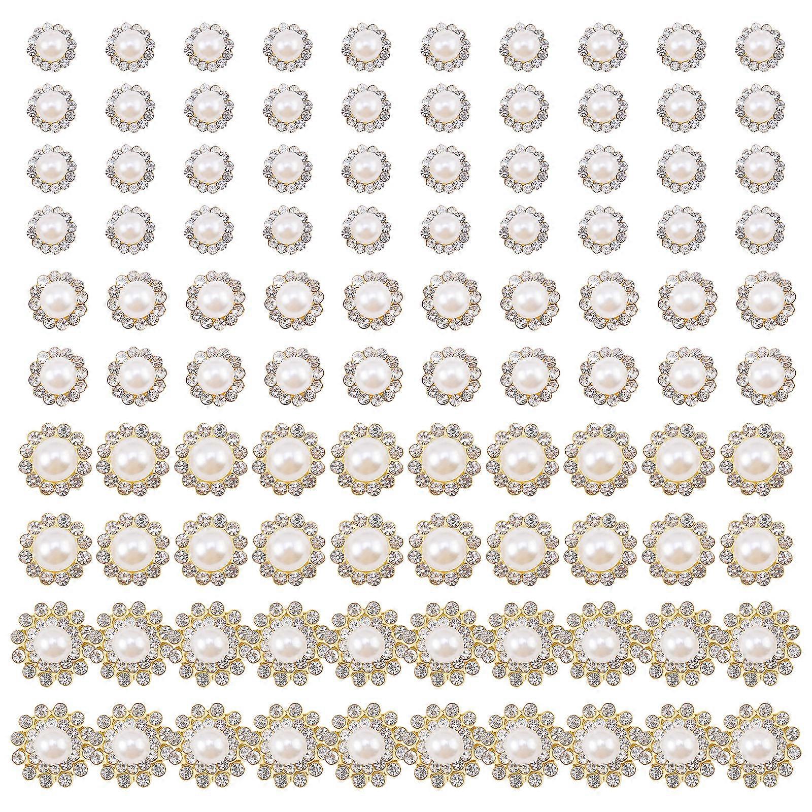 100Pcs Colorful Sew on Rhinestones Crystal Glass Sew on Rhinestones Flatback Rhinestones Mixed Size for Clothing Bag Hat  GoldenPearl Bee Whi