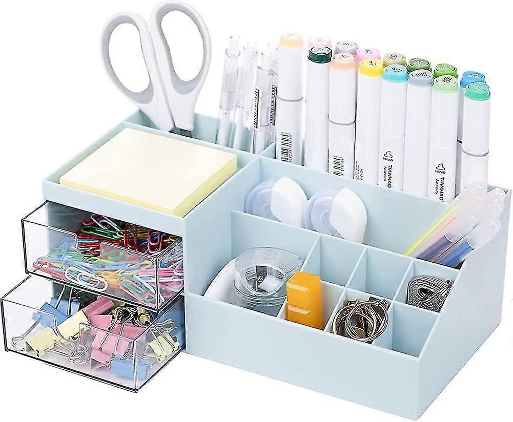 Stifthalter für Schreibtisch, süß – Bleistifthalter mit 2 Schubladen – Kawaii Schreibtisch