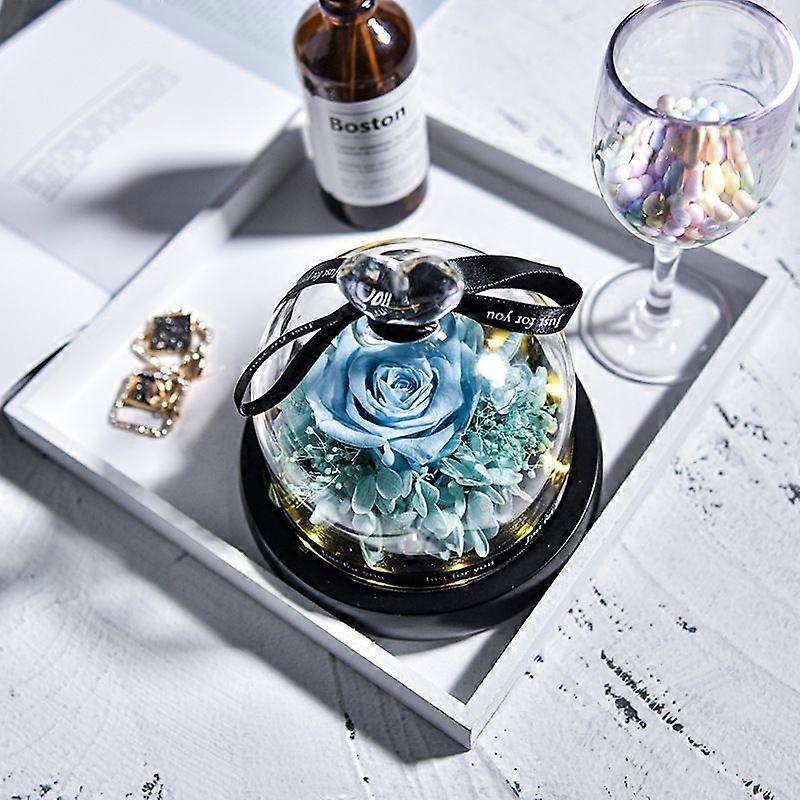 美女と野獣のバラ、暖かい光とガラスドームの3赤いシルクローズ、造花ライトアップローズ、アニバーサリーの女性のための手作りローズチューブギフト