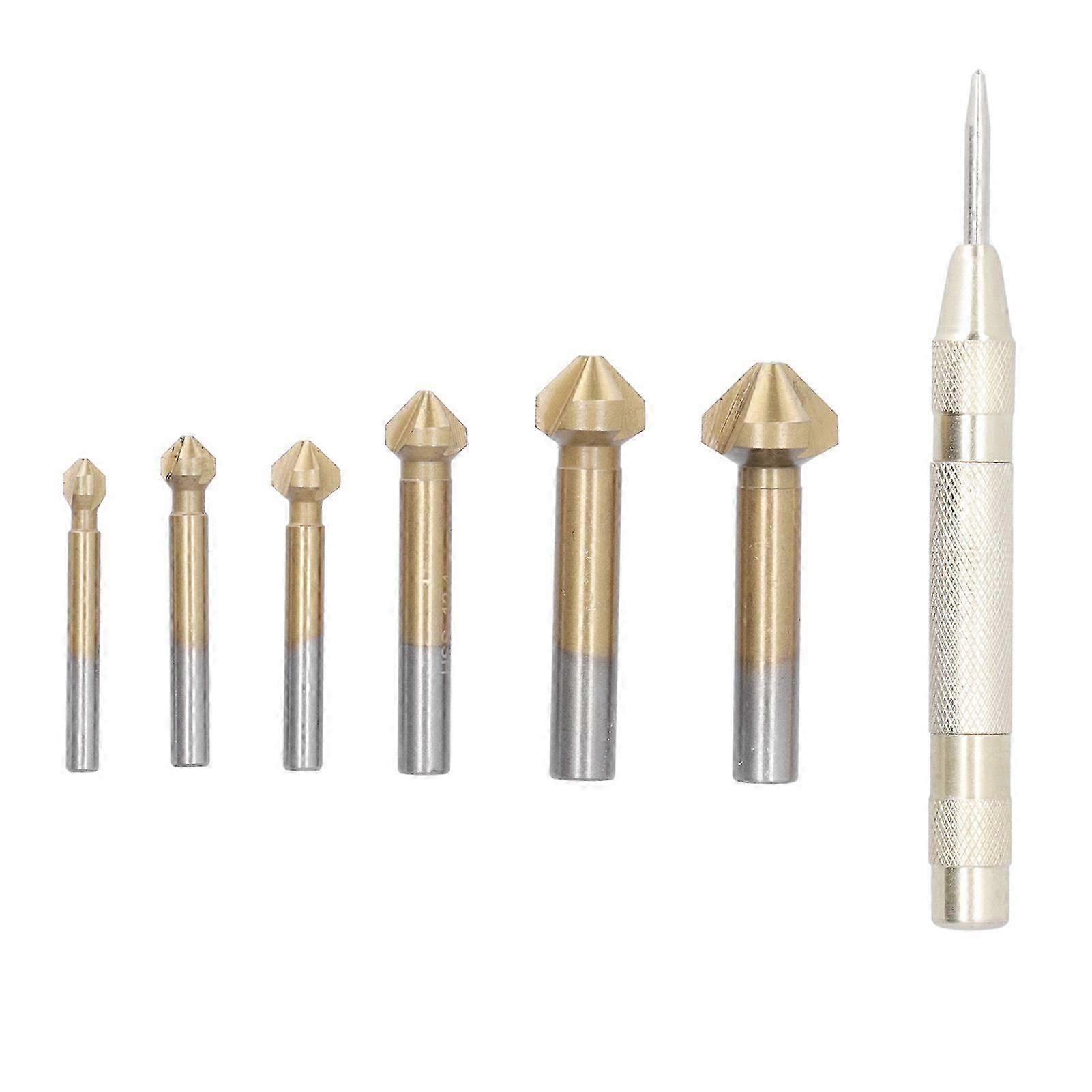 7Pcs Countersink Drill Bit Set Titanize Rustproof Sturdy Durable 90 Degree Counter Sinker Drill Bits for Wood Openings