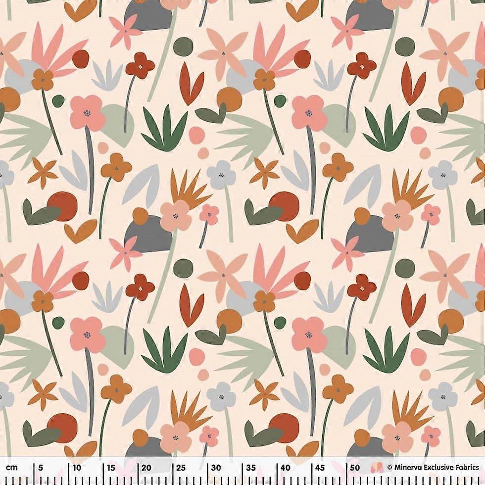 Minerva Exclusive Serene Meadow Viscose Challis Fabric Cream - per metre