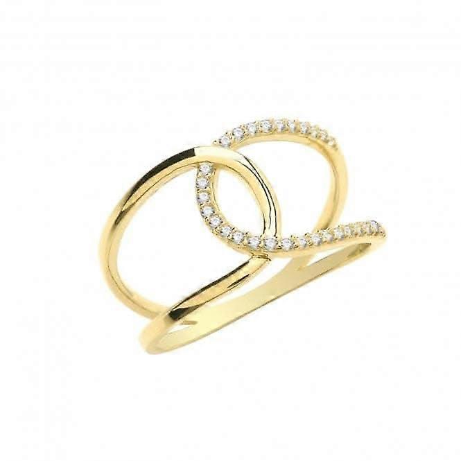 9ct Yellow Gold Zirconia Interlocking Ring RN1615