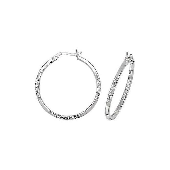 Acotis Silver Hoop Earrings Dia Cut G5725