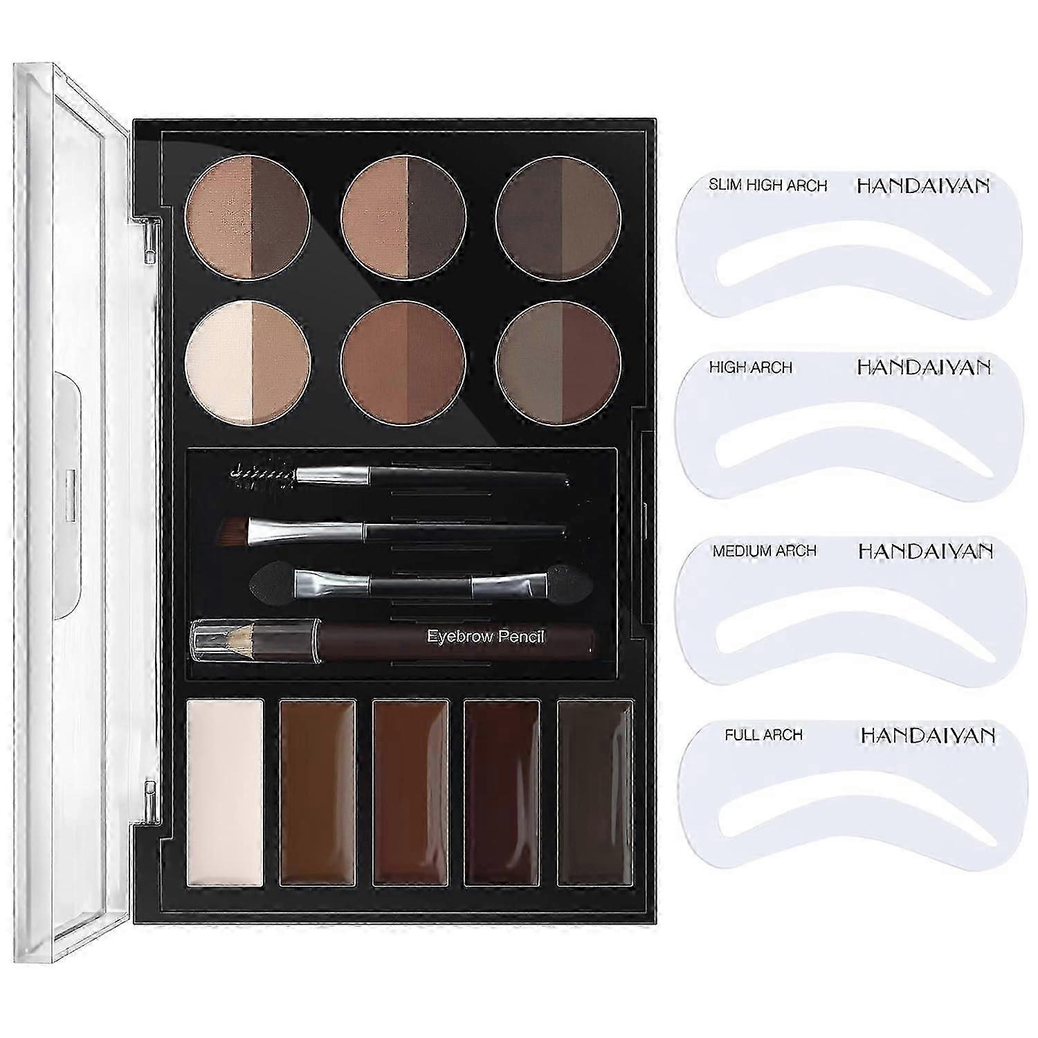 Eyebrow Powder Palette Set, 12 Colors Eyebrow Powder, 5 Colors Eyebrow Mascara, 4 Eyebrow Stencils, Eyebrow Brush and Pencil