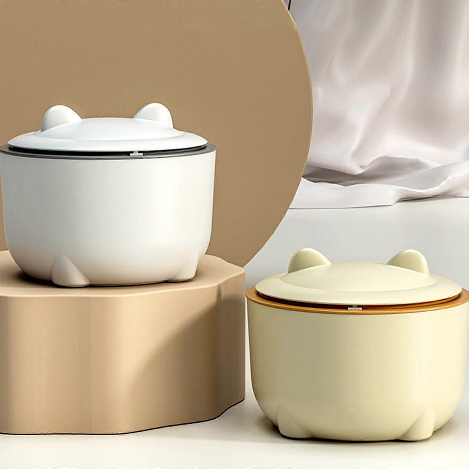 Enclosed Cats Litter Trash Can for Indoor Use Press Type Lid to Lock Odors and Keeps Home Freshed Air Clean Environment  White