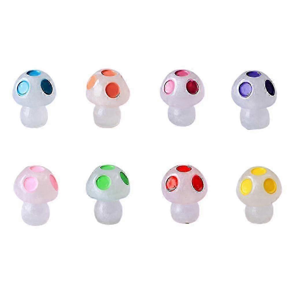 輝くキノコの置物は、妖精の庭の装飾のための50pcsミニLED彫刻を設定します