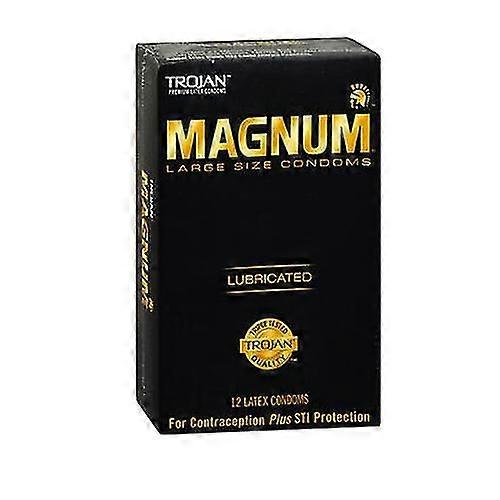 تروجان ماغنوم واقي ذكري مشحم من اللاتكس ، علبة من 12 (عبوة من 1)