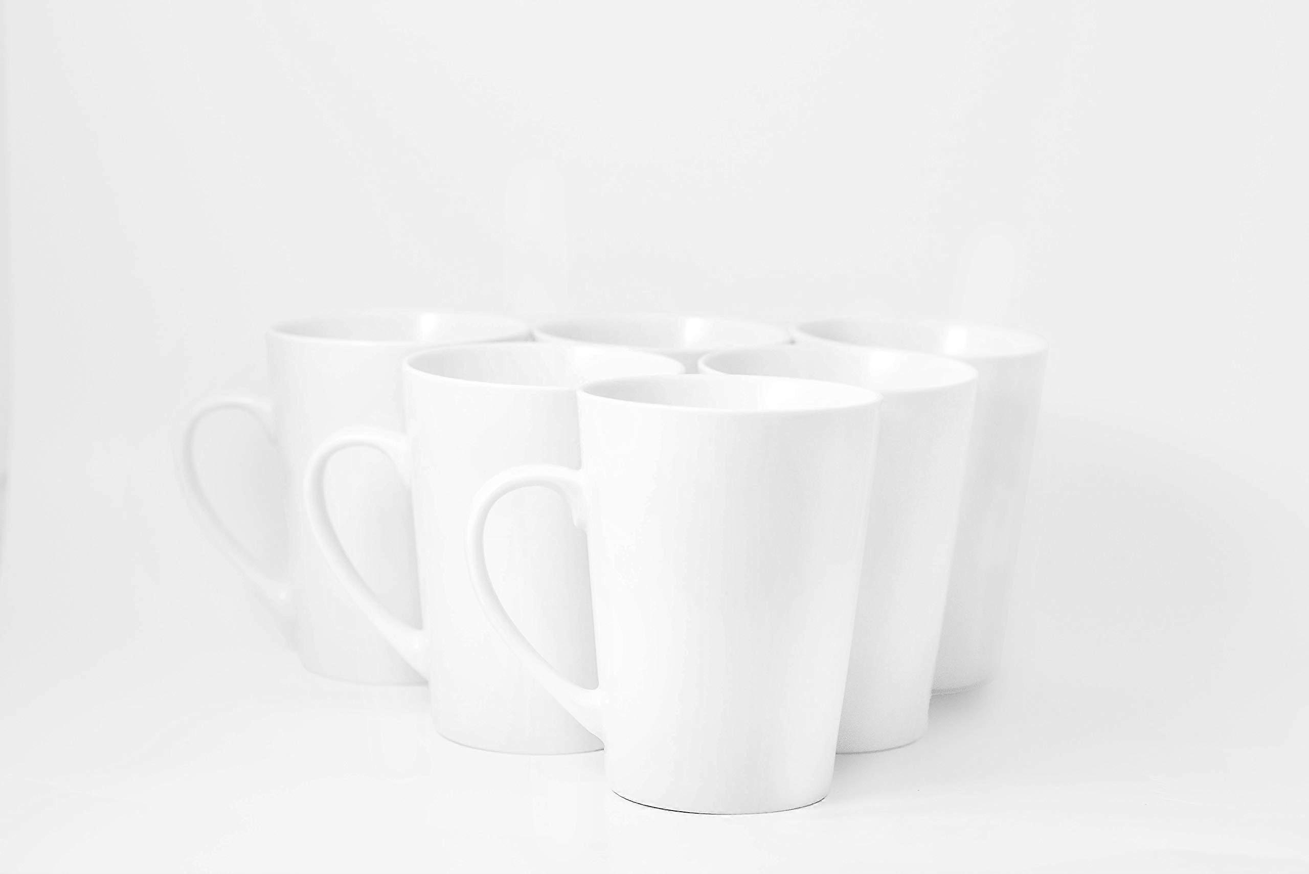 Professional Porcelain Bistro Grande Mugs Set of 6, 18 oz Coffee Cups, Durable and Elegant Design