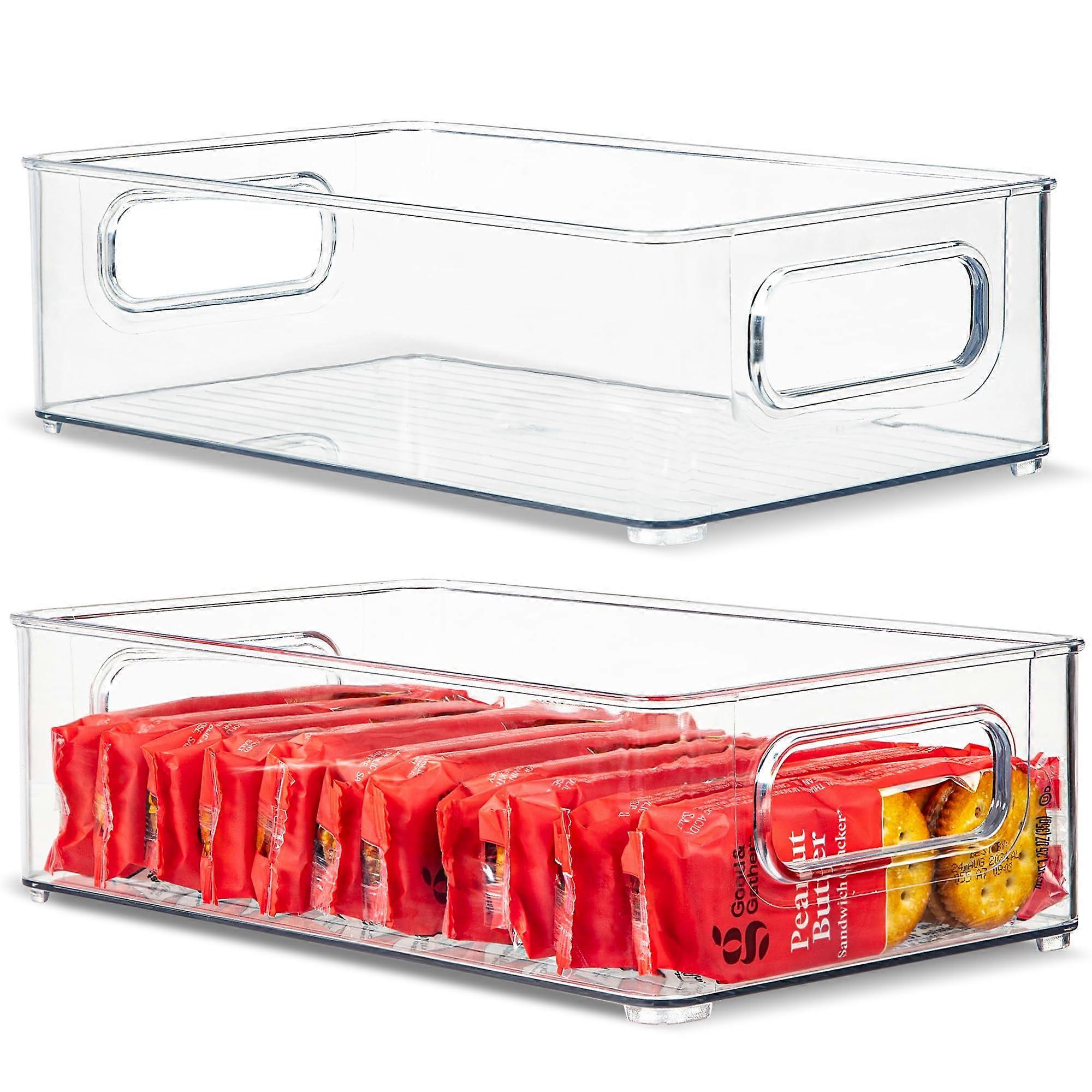 2 Pack Stackable Clear Plastic Organizing Container for Kitchen Pantry 10'x6'x3'