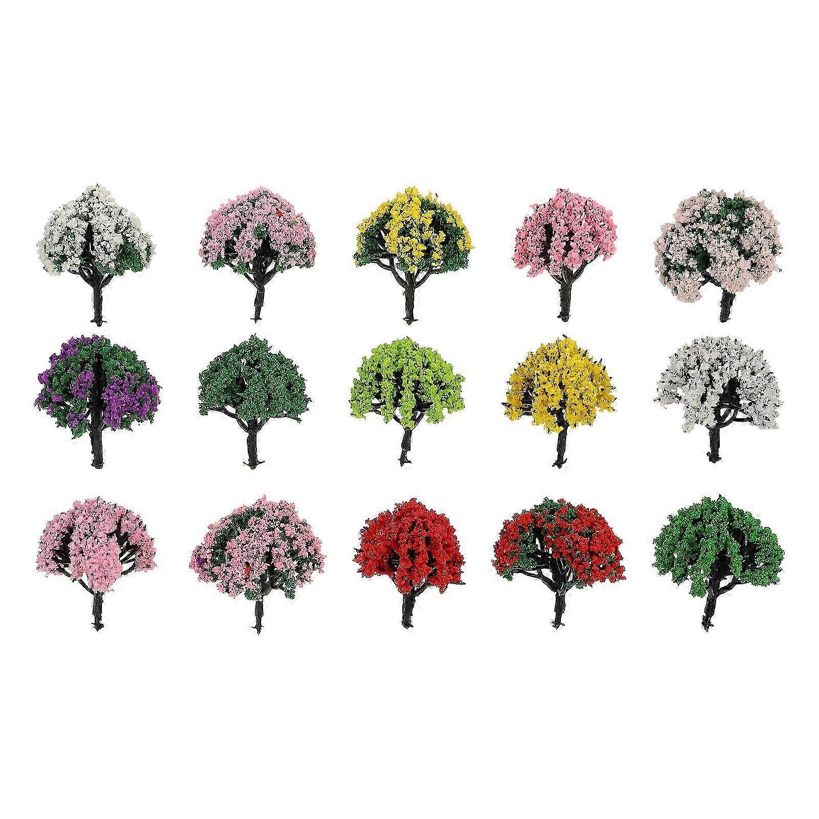 15pcs Micro Landscape Tree Models Mini Tree Models for DIY Crafts Building