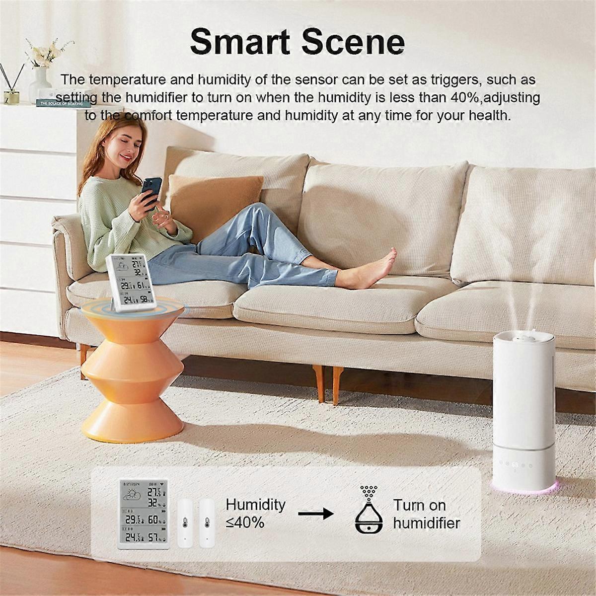 WiFi Smart Temperature Humidity Monitor with Sensor APP Remote Control Digital Temperature Humidity