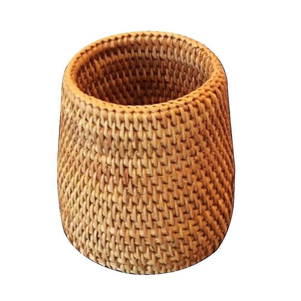 Handmade Rattan Tea Set Storage Basket - Elegant Tea Ceremony Container & Versatile Pen Holder