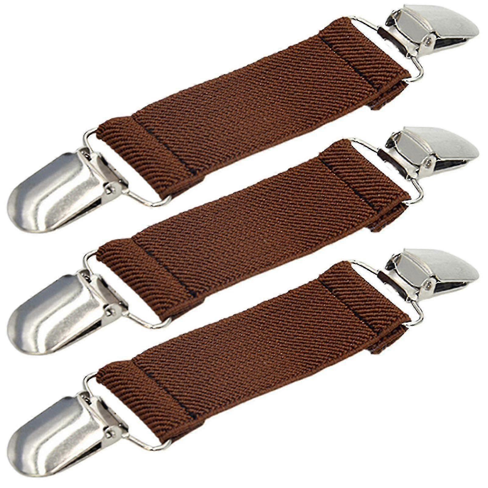 탄성 밴드 침대 시트 고정 버클 강한 클립 홀더 침대 시트 패스너 브라운 3pcs