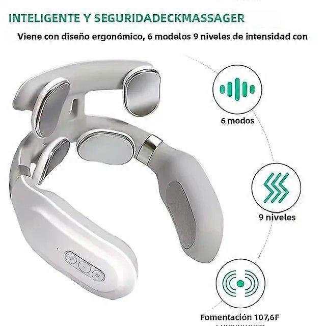 Neck Massager with 4 Heads, Heat Machine with Breathing Light and Vibration for Cervical Compression and Neck Protection
