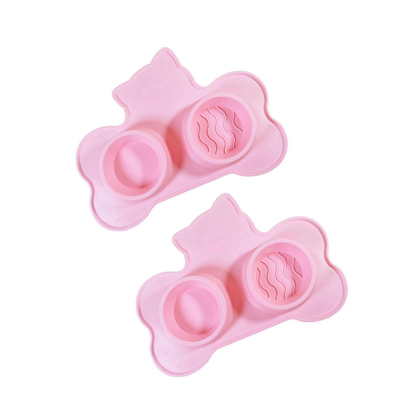 Cats Feeding Bowls With Suctions Cup 2 In 1 Feeders Double Bowl Mat Silicone Pad Suctions Cup Mat Silicone