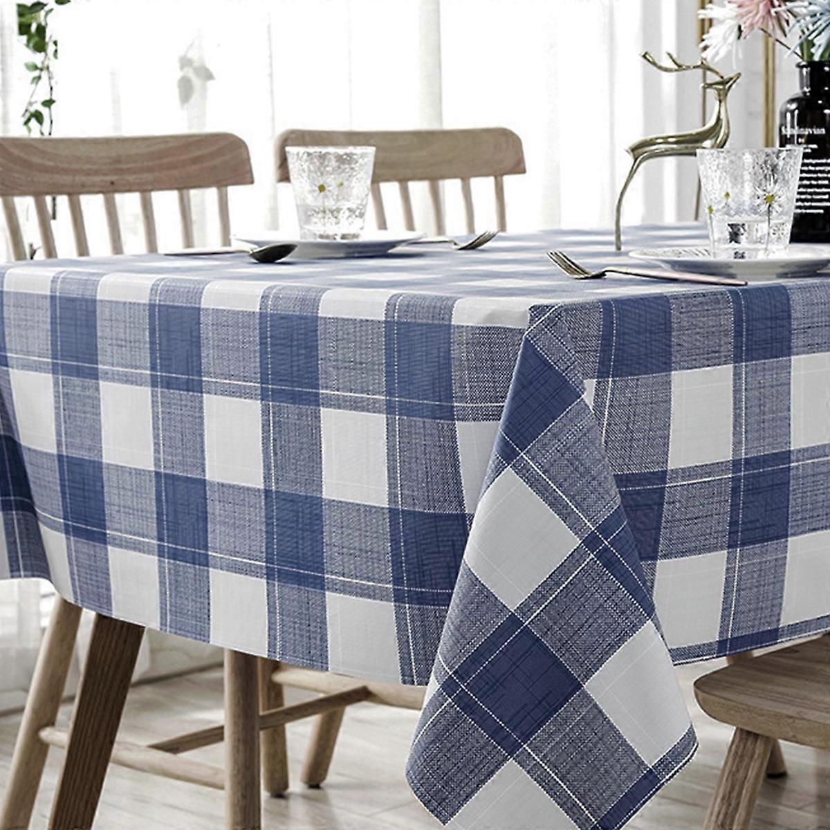 Checked PVC tablecloth rectangular waterproof, oil-proof and washable checked tablecloth can be wiped