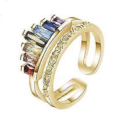 Double Band Rainbow Ring Colorful Bohemian Accessories Women's Jewelry