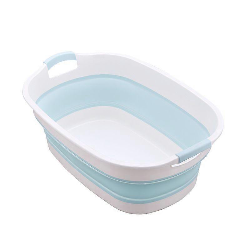 Foldable Portable Large Capacity Quick Drain Pet Bathtub (White Blue Small)