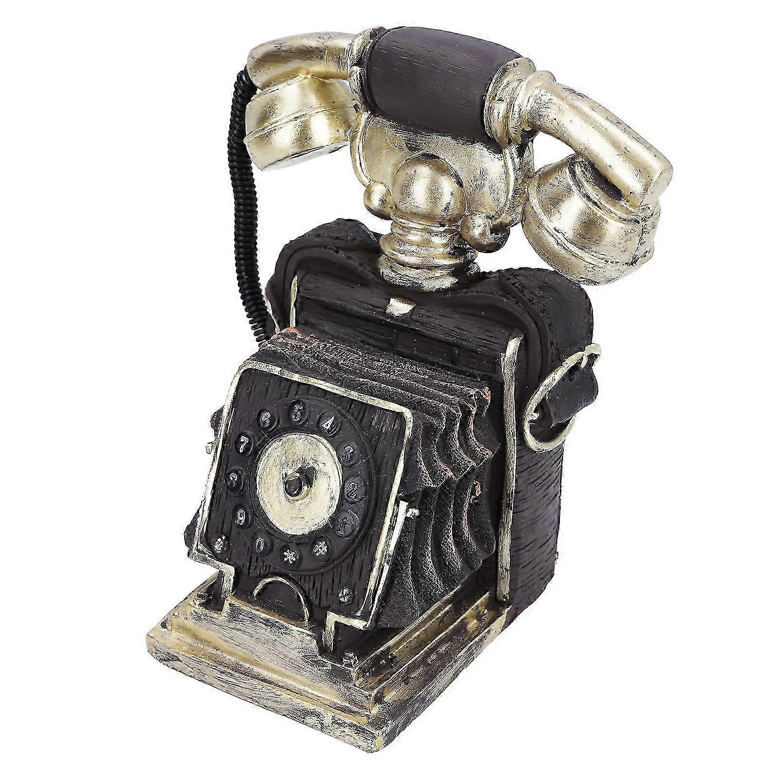 Large Retro Phone Model Vintage Style Synthetic Resin Rotating Telephone Home Decoration for Desktop Bar Cafe