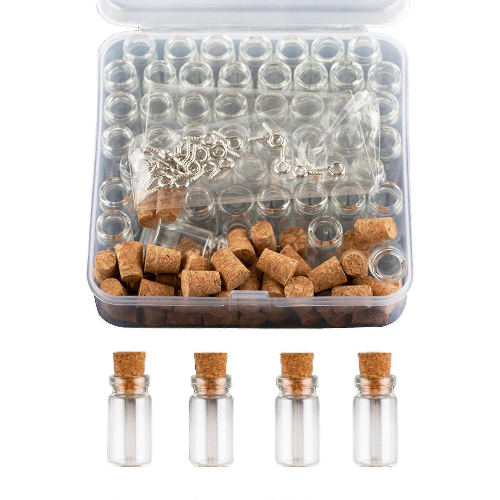 50Pcs Mini Glass Bottles with Cork Stoppers DIY Crafts Transparent Container